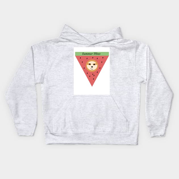 Sloth stuck in a watermelon! Kids Hoodie by Bexiemakessloths